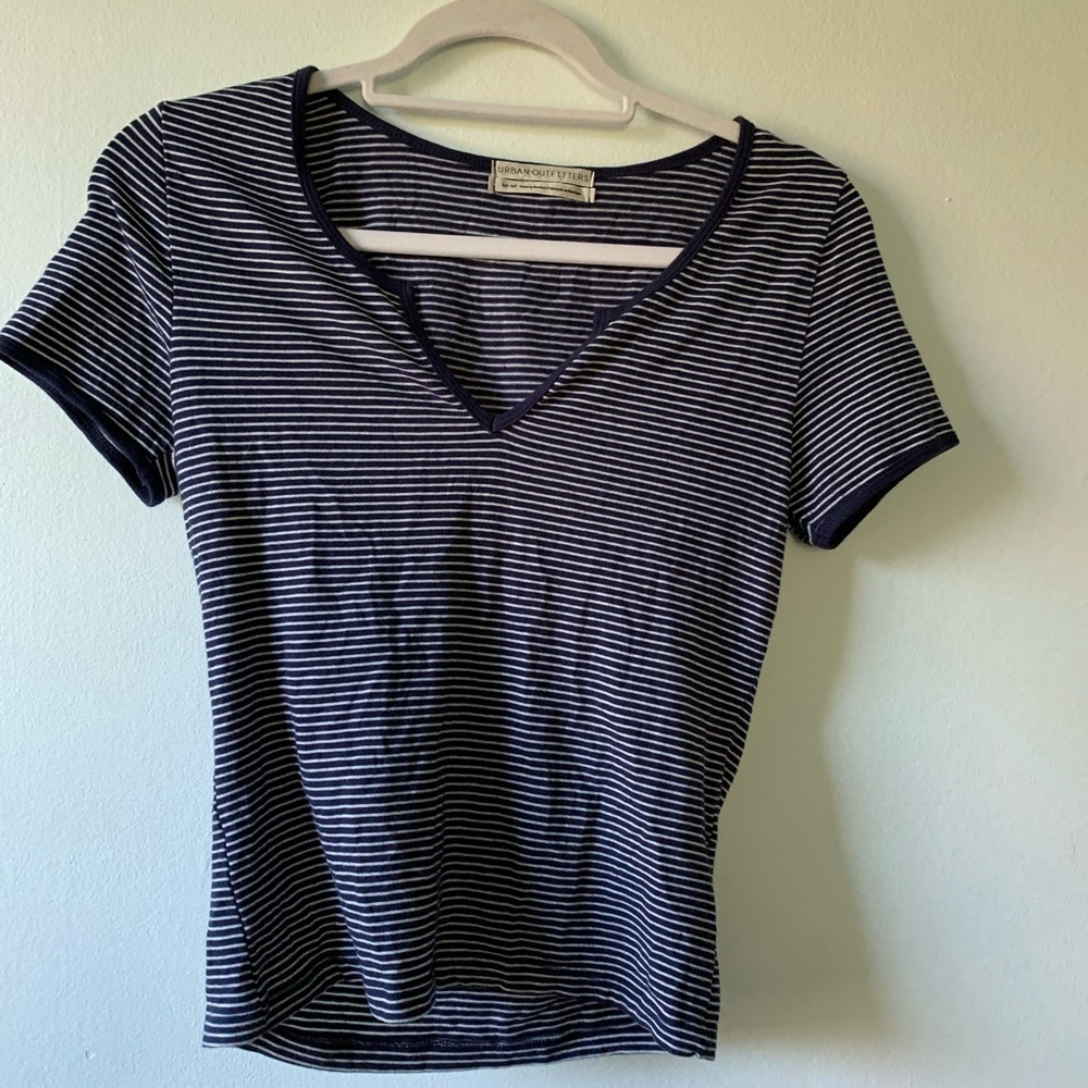 Urban outfitters striped v neck tee